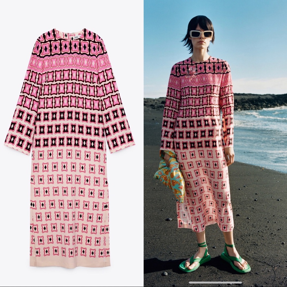 Zara printed midi dress with side slits